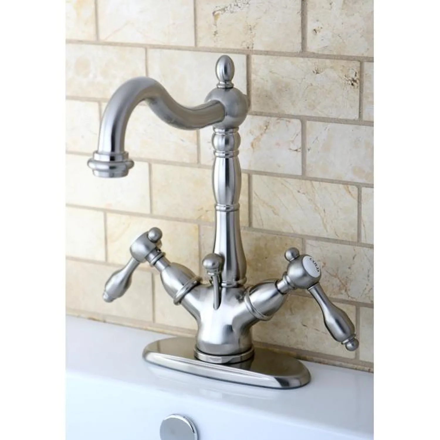 Online Tudor 4" Center Lavatory Faucet with Brass Pop-up 4" Center Set