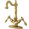 New Tudor 4" Center Lavatory Faucet with Brass Pop-up in Polished Brass 4" Center Set