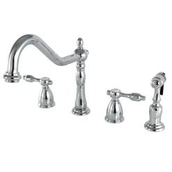 New Tudor Classic 8" Center Kitchen Faucet with Brass Sprayer Widespread Kitchen Faucets|Faucets With Side Spray