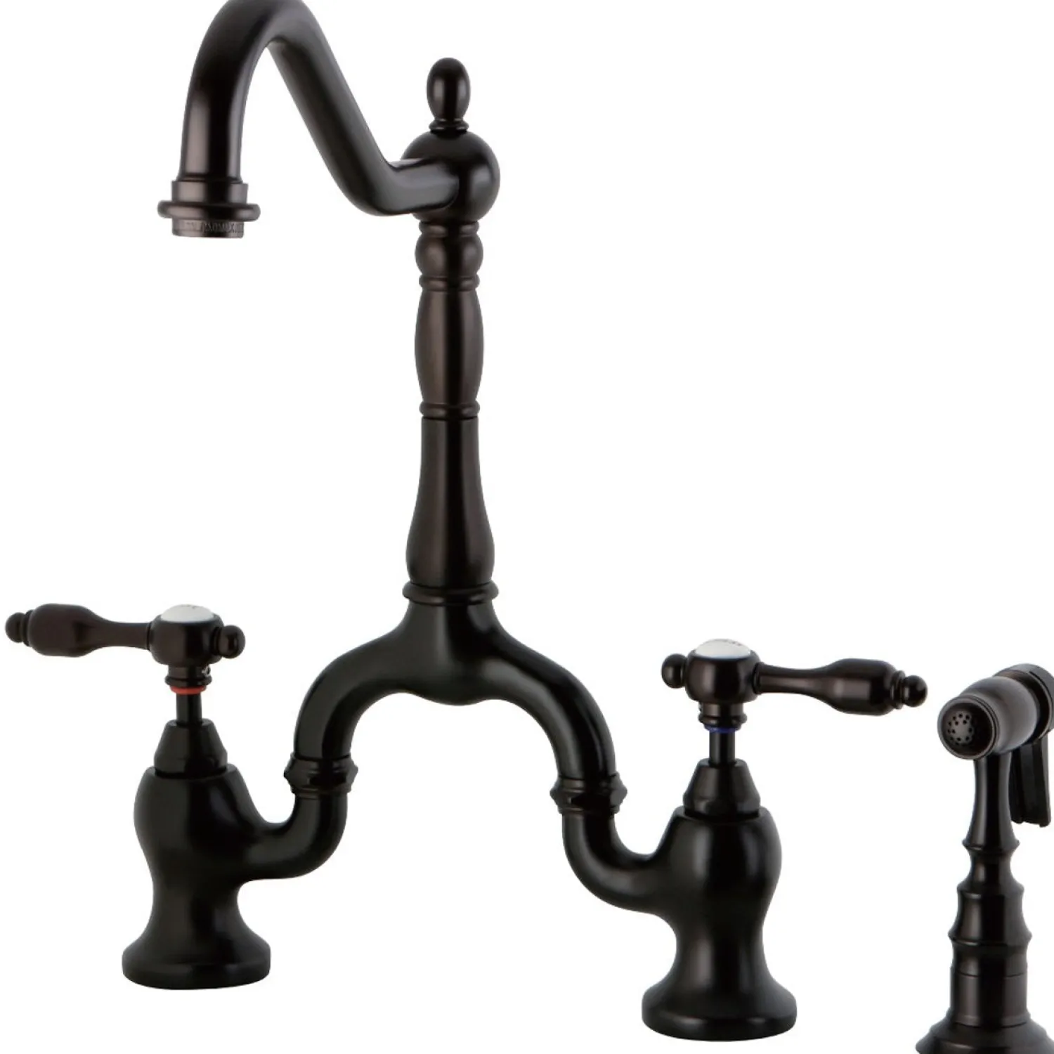 Sale Tudor Deck Mount Bridge Kitchen Faucet with Brass Sprayer Faucets With Side Spray|Bridge Faucets