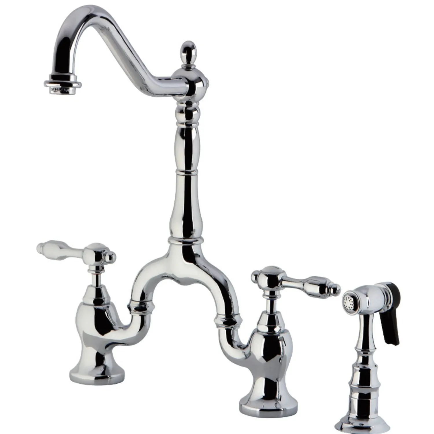 Sale Tudor Deck Mount Bridge Kitchen Faucet with Brass Sprayer Faucets With Side Spray|Bridge Faucets