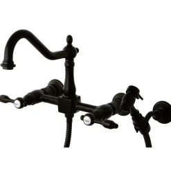 Hot Tudor 8-Inch Centerset Wall Mount Kitchen Faucet with Brass Sprayer Wall Mounted Kitchen Faucets|Faucets With Side Spray