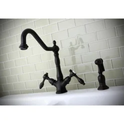 Best Tudor Mono Deck Mount Kitchen Faucet with Brass Sprayer Faucets With Side Spray