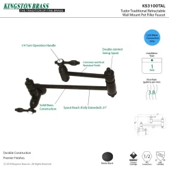 Outlet Tudor Wall Mount Pot Filler Kitchen Faucet Wall Mounted Kitchen Faucets|Single Hole