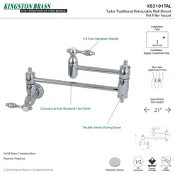 Outlet Tudor Wall Mount Pot Filler Kitchen Faucet Wall Mounted Kitchen Faucets|Single Hole