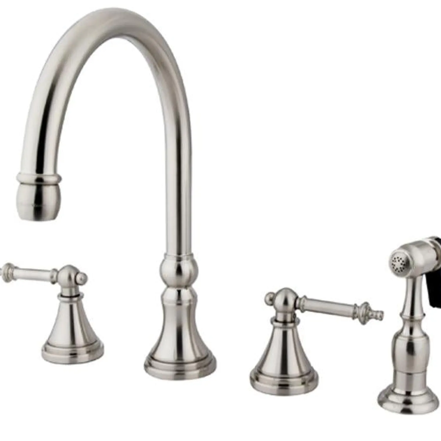New Tuscany 8" Deck Mount Kitchen Faucet with Brass Sprayer Widespread Kitchen Faucets|Faucets With Side Spray