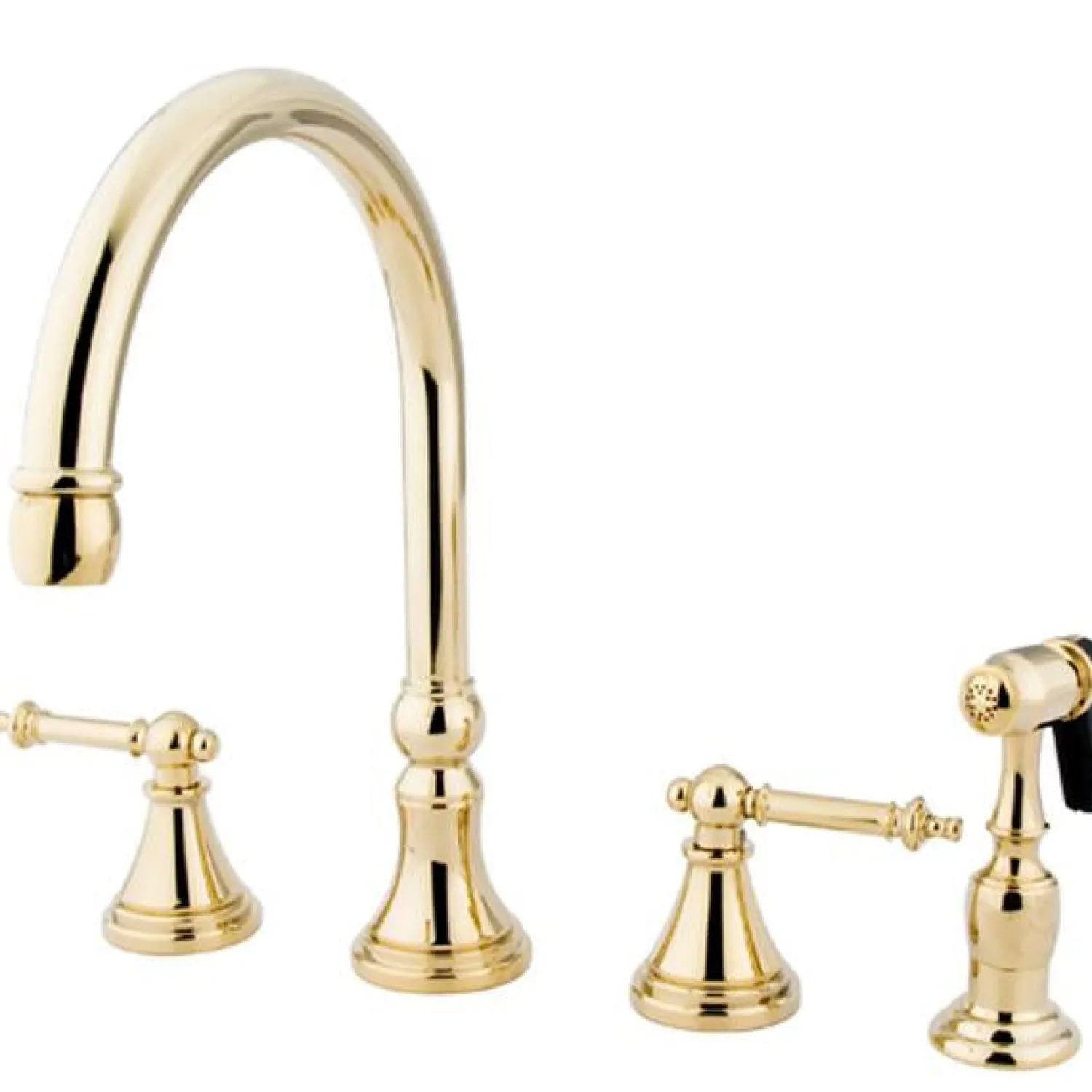 New Tuscany 8" Deck Mount Kitchen Faucet with Brass Sprayer Widespread Kitchen Faucets|Faucets With Side Spray
