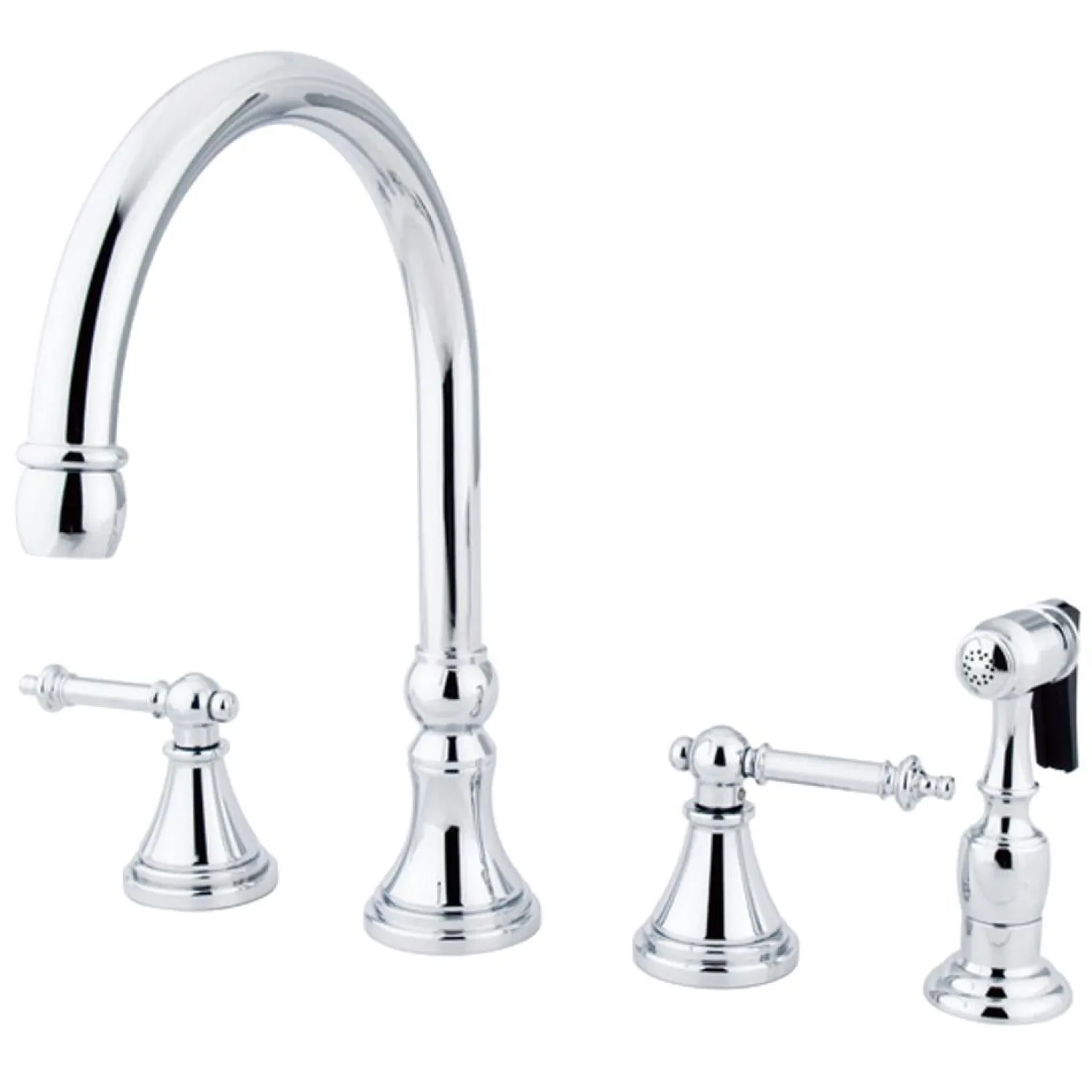 New Tuscany 8" Deck Mount Kitchen Faucet with Brass Sprayer Widespread Kitchen Faucets|Faucets With Side Spray