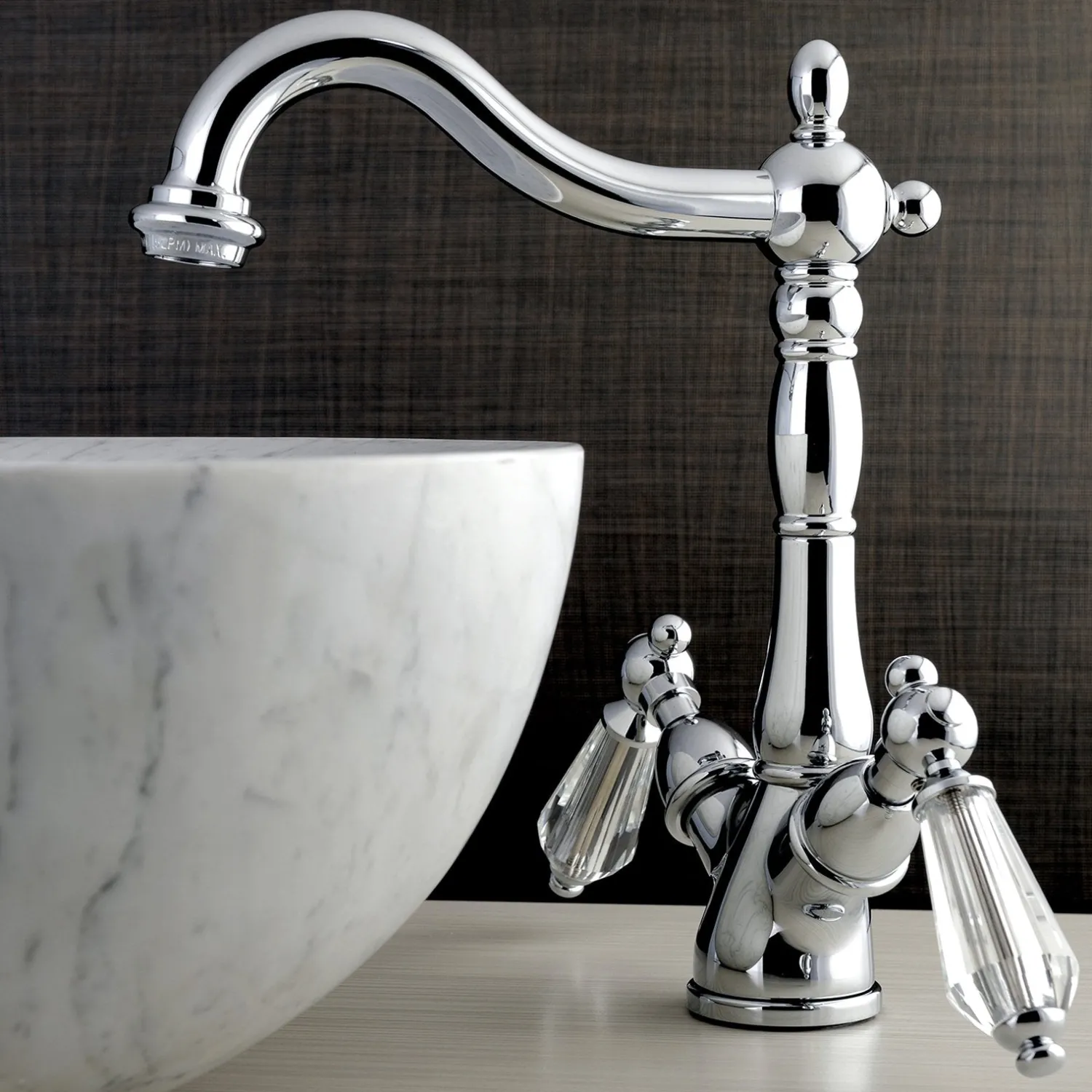 Outlet Vessel Sink Faucet with Deck Plate 4" Center Set|Vessel Faucets