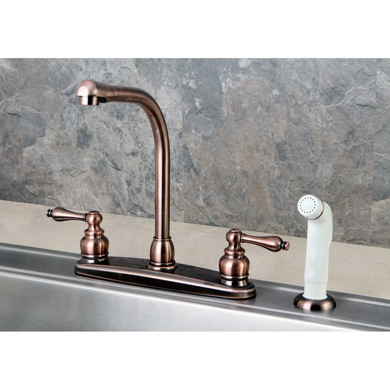 Sale Victorian Centerset 4-Hole Kitchen Faucet Faucets With Side Spray
