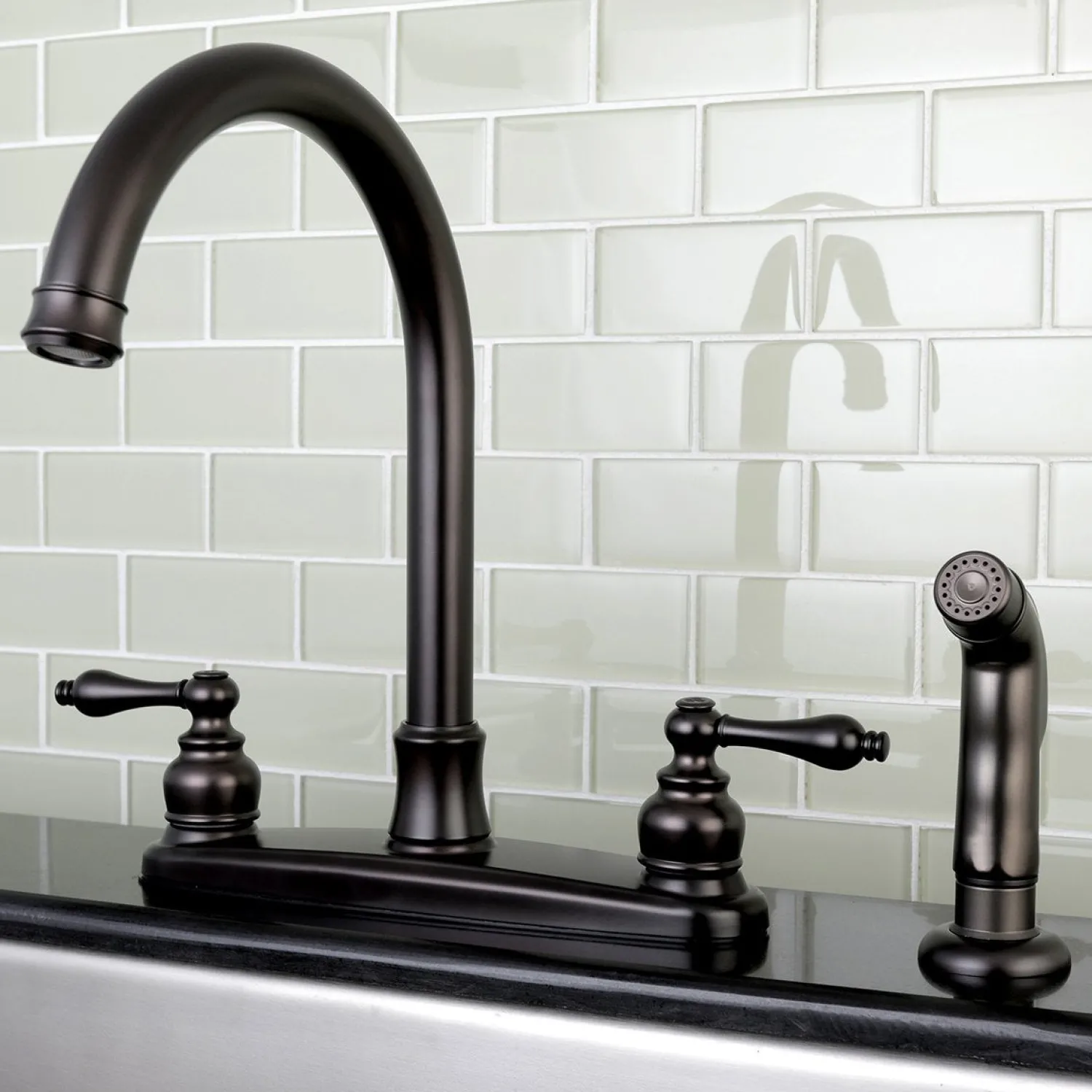 Discount Victorian Centerset Kitchen Faucet Faucets With Side Spray