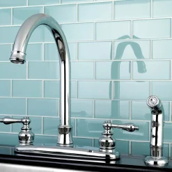 Discount Victorian Centerset Kitchen Faucet Faucets With Side Spray