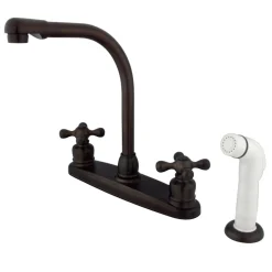 Clearance Victorian Cross-Handle Centerset Kitchen Faucet Faucets With Side Spray