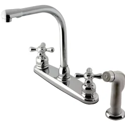 Clearance Victorian Cross-Handle Centerset Kitchen Faucet Faucets With Side Spray