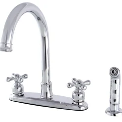 Sale Victorian Deck Mount Centerset Kitchen Faucet Faucets With Side Spray