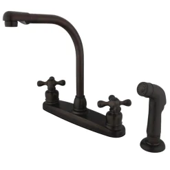 Hot Victorian Deck Mount Centerset 4-Hole Kitchen Faucet Faucets With Side Spray