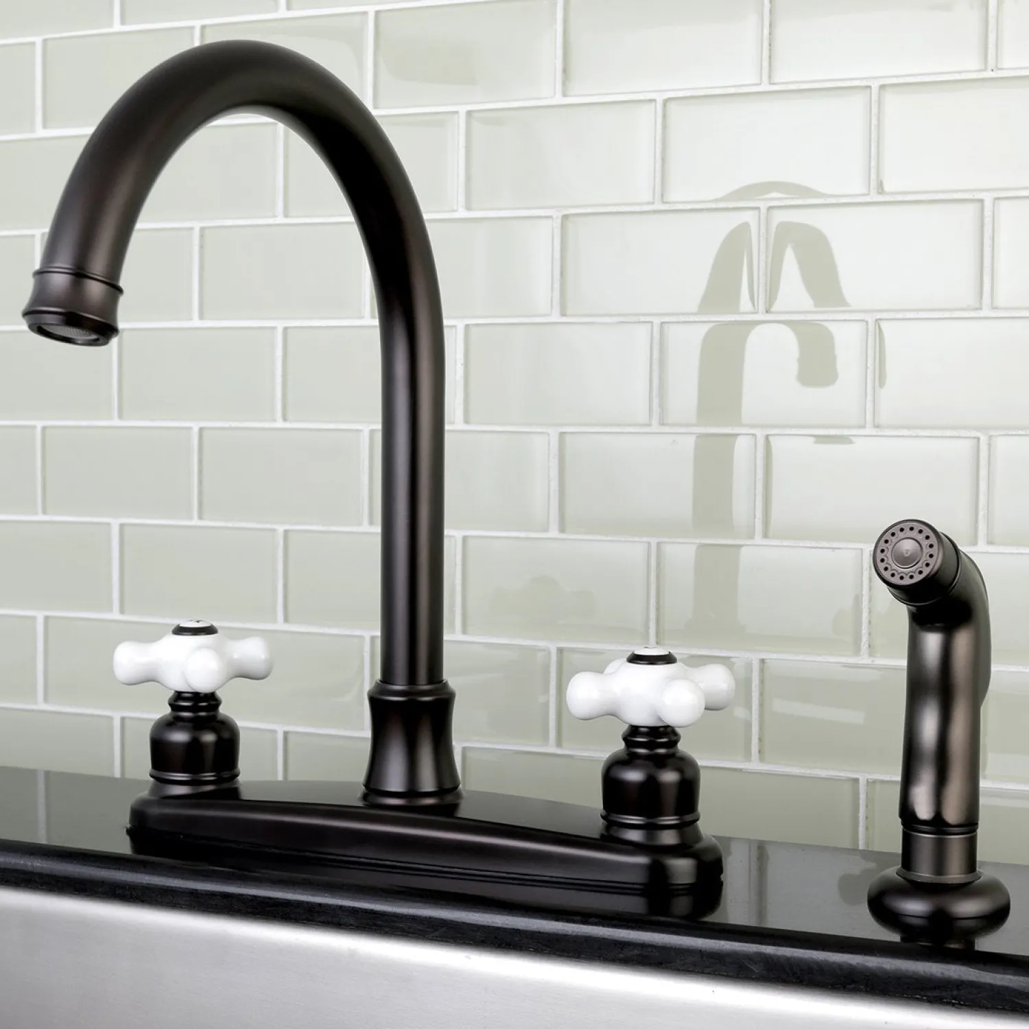 Clearance Victorian 4-Hole Centerset Kitchen Faucet Faucets With Side Spray