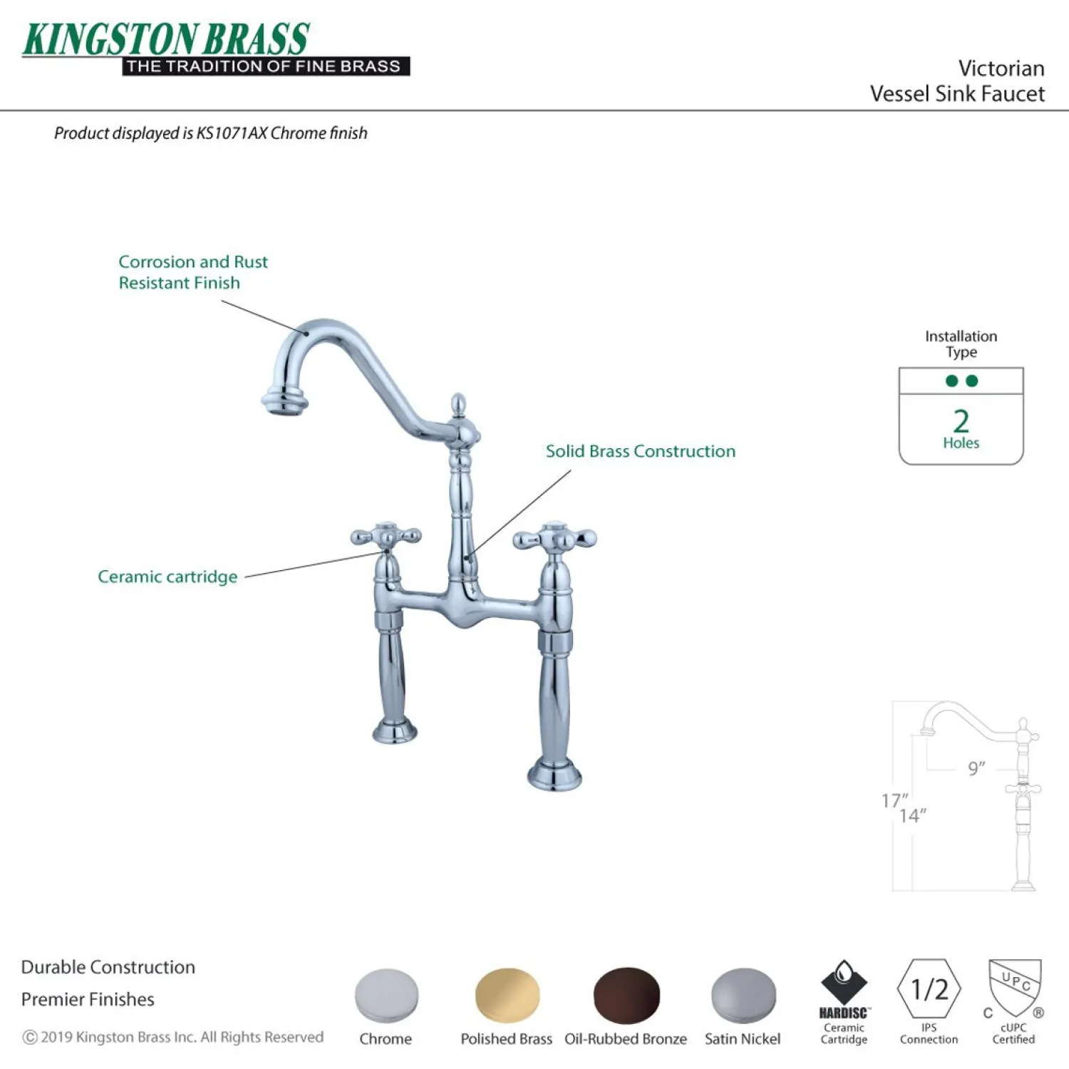 Victorian 2-Hole Vessel Sink Faucet Vessel Faucets