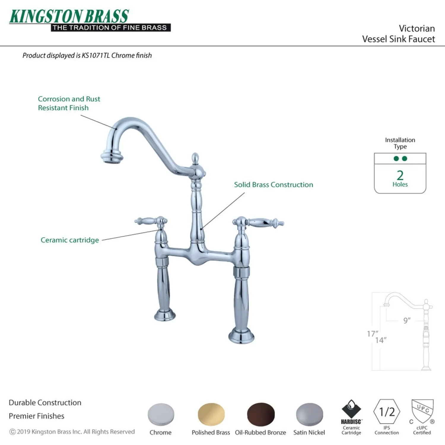 Discount Victorian 2-Hole Deck Mount Vessel Sink Faucet Vessel Faucets