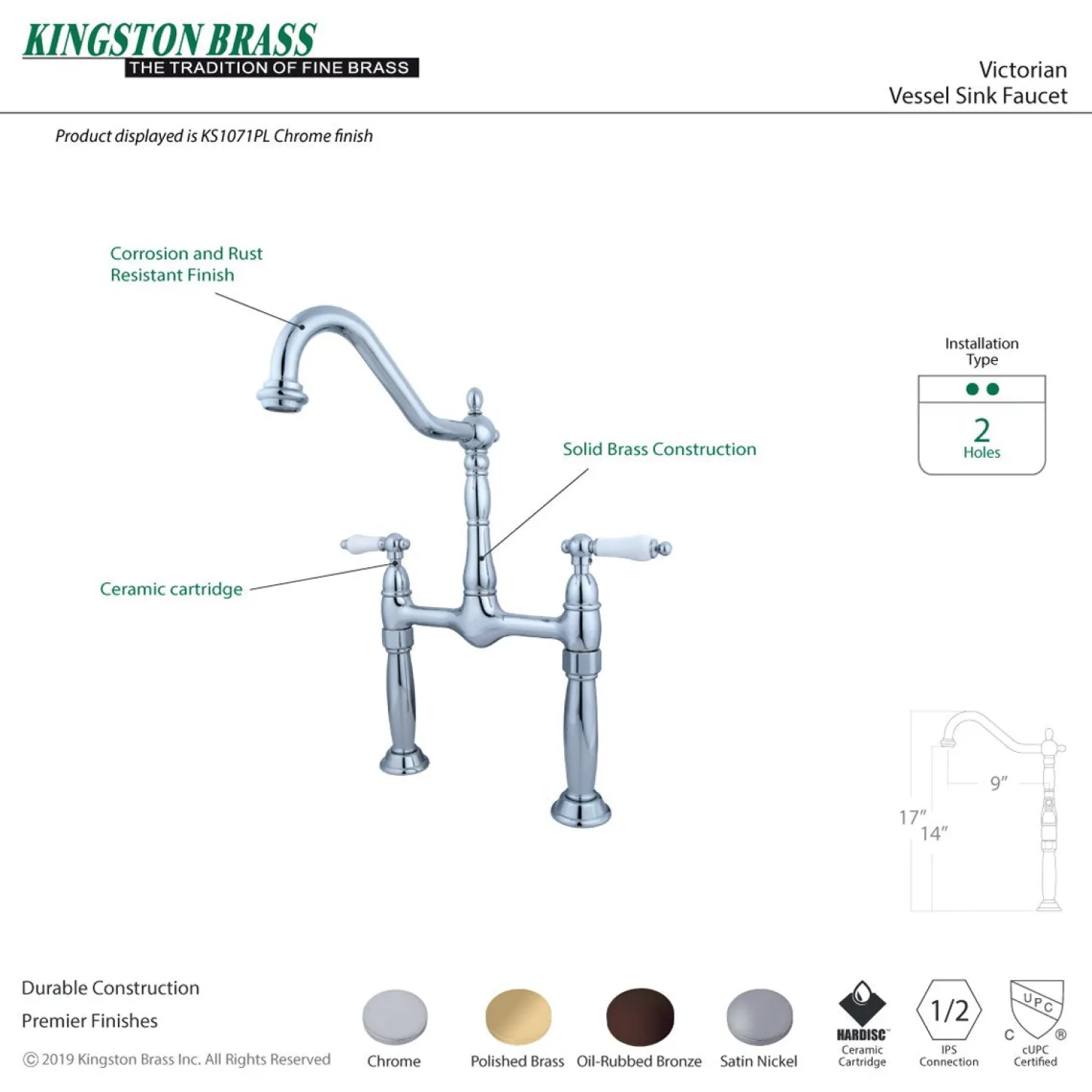 New Victorian Lever-Handle Vessel Sink Faucet Vessel Faucets
