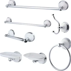Clearance Victorian 7 Piece Bathroom Accessory Set Towel Rings|Toothbrush Holders & Tumblers