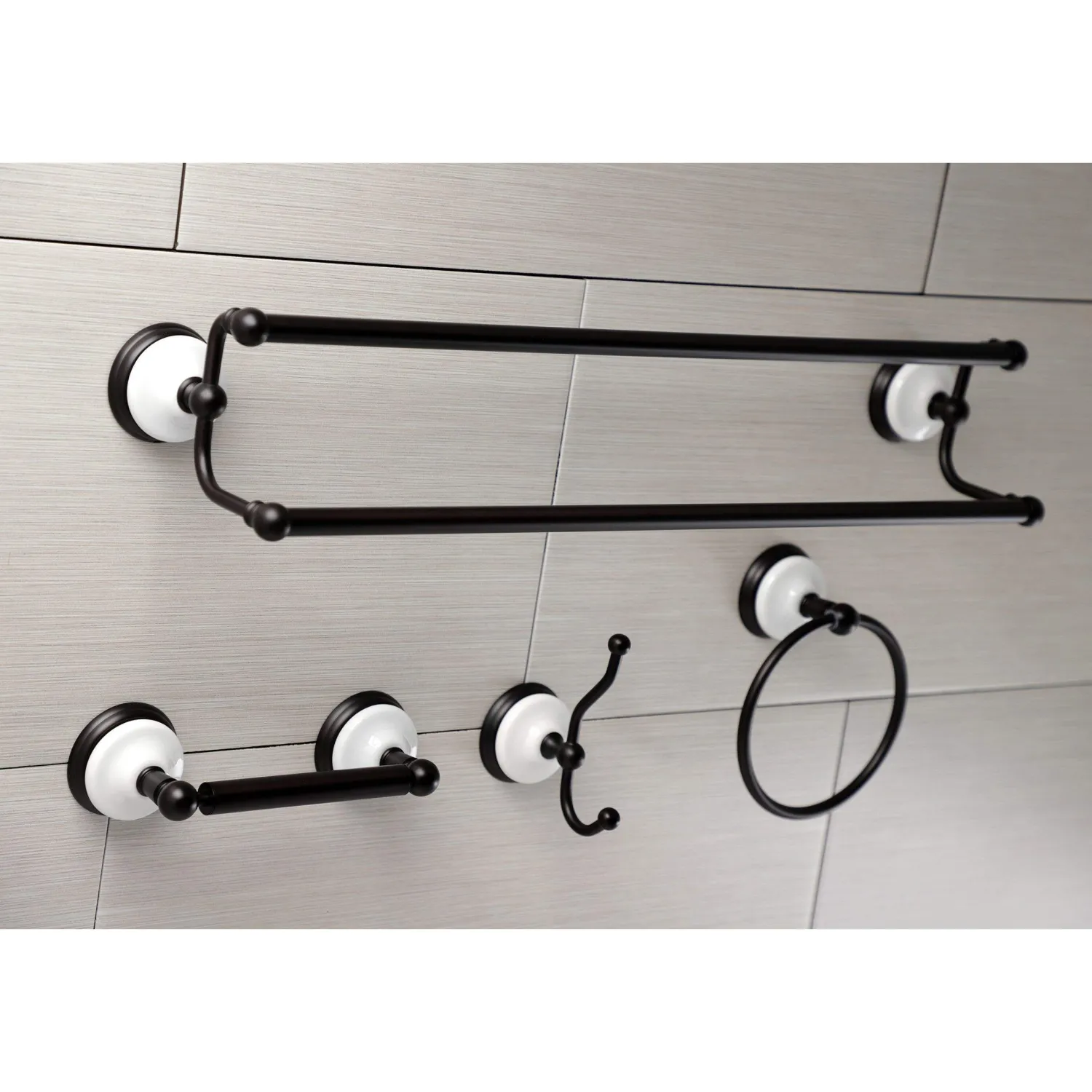 Hot Victorian 4-Pieces Dual Towel Bar Bathroom Hardware Set Accessory Packages