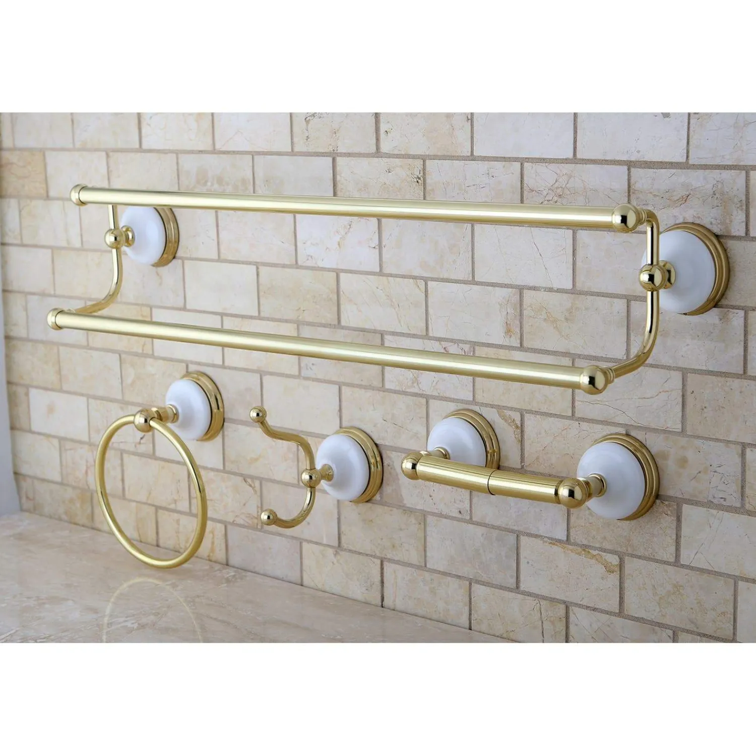 Hot Victorian 4-Pieces Dual Towel Bar Bathroom Hardware Set Accessory Packages