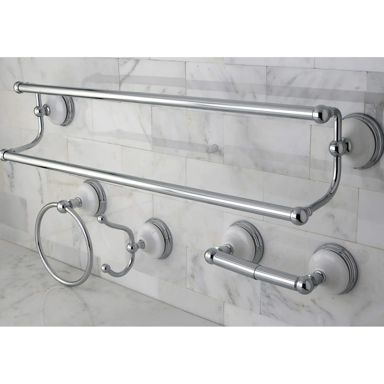 Hot Victorian 4-Pieces Dual Towel Bar Bathroom Hardware Set Accessory Packages