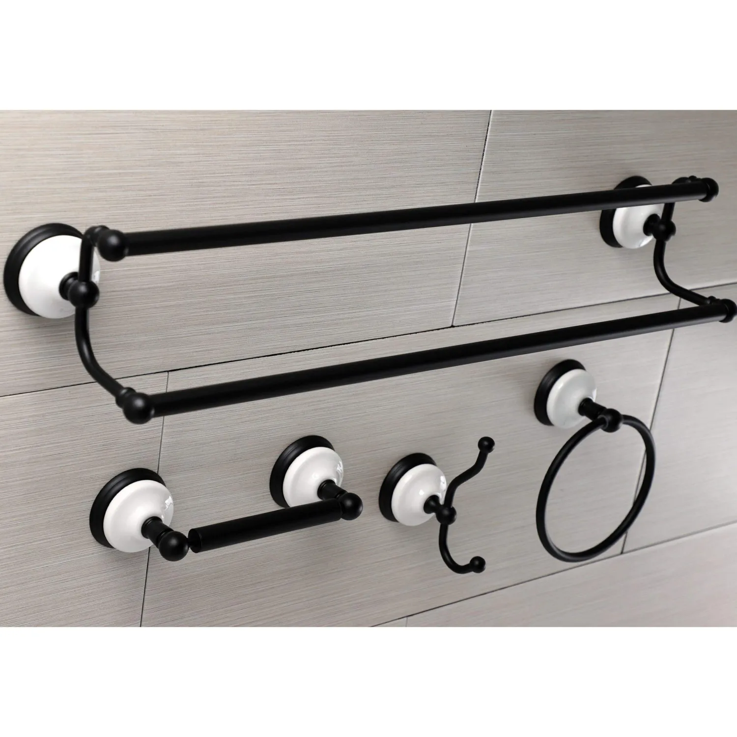 Hot Victorian 4-Pieces Dual Towel Bar Bathroom Hardware Set Accessory Packages