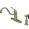 Outlet Victorian Single Handle Kitchen Faucet with Brass Sprayer Faucets With Side Spray