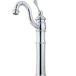 New Victorian Single Handle Vessel Sink Faucet with Optional Cover Plate in Polished Chrome Vessel Faucets