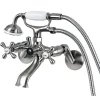 Clearance Victorian Tub Wall Mount Clawfoot Tub Filler with Hand Shower in Satin Nickel Tub Faucets