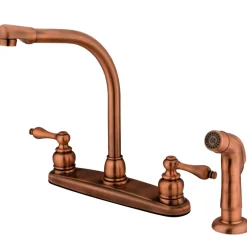 Outlet Victorian Two-Handle Centerset Kitchen Faucet Faucets With Side Spray