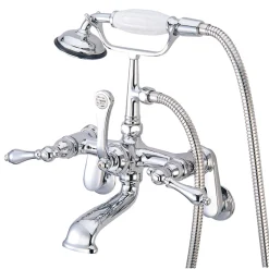 Vintage Adjustable 3-3/8" - 10" Centers Wall Mount Clawfoot Tub Filler Faucet with Hand Shower Tub Faucets