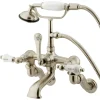 Outlet Vintage Adjustable 3-3/8" - 10" Center Classic Brass Wall Mount Clawfoot Tub Filler with Hand Shower Tub Faucets