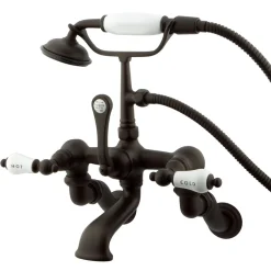 Outlet Vintage Adjustable 3-3/8" - 10" Center Classic Brass Wall Mount Clawfoot Tub Filler with Hand Shower Tub Faucets