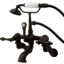 Sale Vintage Adjustable 3-3/8" - 10" Center Brass Wall Mount Clawfoot Tub Filler with Hand Shower Tub Faucets