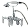 Clearance Vintage Adjustable 3-3/8" - 9" Center Classic Wall Mount Clawfoot Tub Filler with Hand Shower Tub Faucets