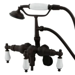 Clearance Vintage Adjustable 3-3/8" - 9" Center Classic Wall Mount Clawfoot Tub Filler with Hand Shower Tub Faucets