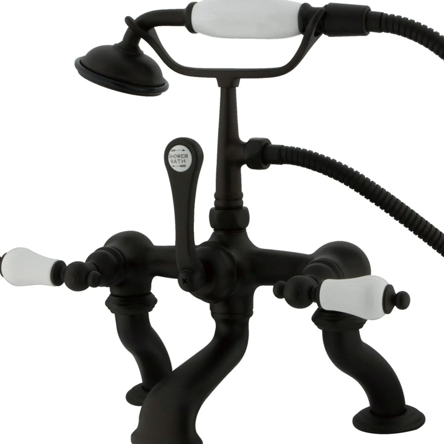 Online Vintage Adjustable 3-3/8" - 10" Center Classic Deck Mount Clawfoot Tub Filler with Hand Shower Tub Faucets