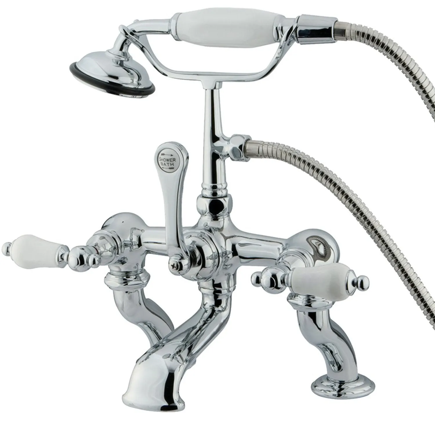 Online Vintage Adjustable 3-3/8" - 10" Center Classic Deck Mount Clawfoot Tub Filler with Hand Shower Tub Faucets