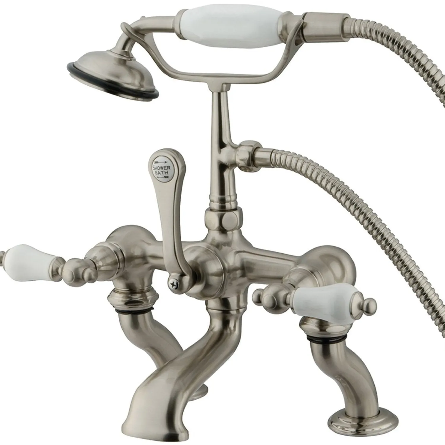 Online Vintage Adjustable 3-3/8" - 10" Center Classic Deck Mount Clawfoot Tub Filler with Hand Shower Tub Faucets