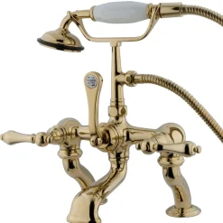 Discount Vintage Adjustable 3-3/8" - 10" Center Deck Mount Clawfoot Tub Filler with Hand Shower Tub Faucets