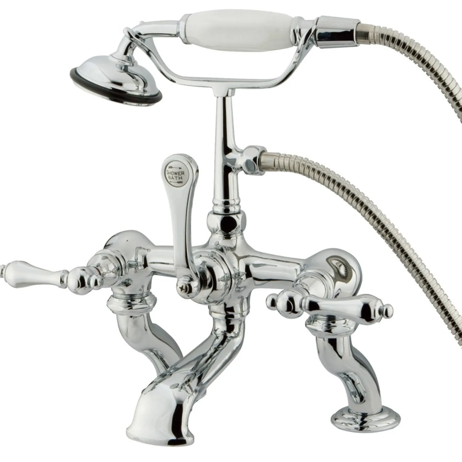 Discount Vintage Adjustable 3-3/8" - 10" Center Deck Mount Clawfoot Tub Filler with Hand Shower Tub Faucets