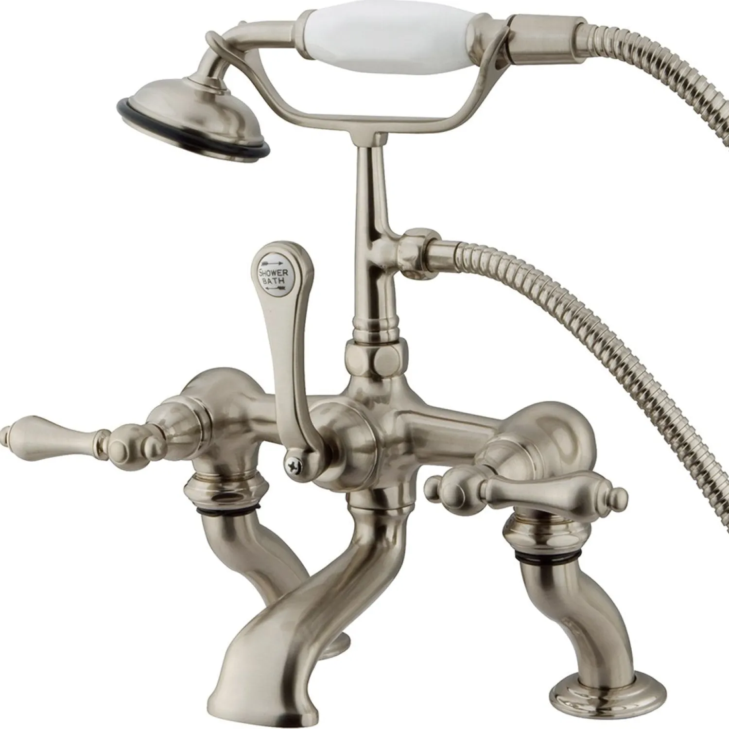 Discount Vintage Adjustable 3-3/8" - 10" Center Deck Mount Clawfoot Tub Filler with Hand Shower Tub Faucets