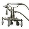 Best Vintage 3-3/8" - 9" Adjustable Center Brass Wall Mount Clawfoot Tub Filler with Hand Shower Tub Faucets