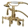 Hot Vintage 3-3/8" - 9" Adjustable Center Clawfoot Wall Mount Tub Filler with Hand Shower Tub Faucets