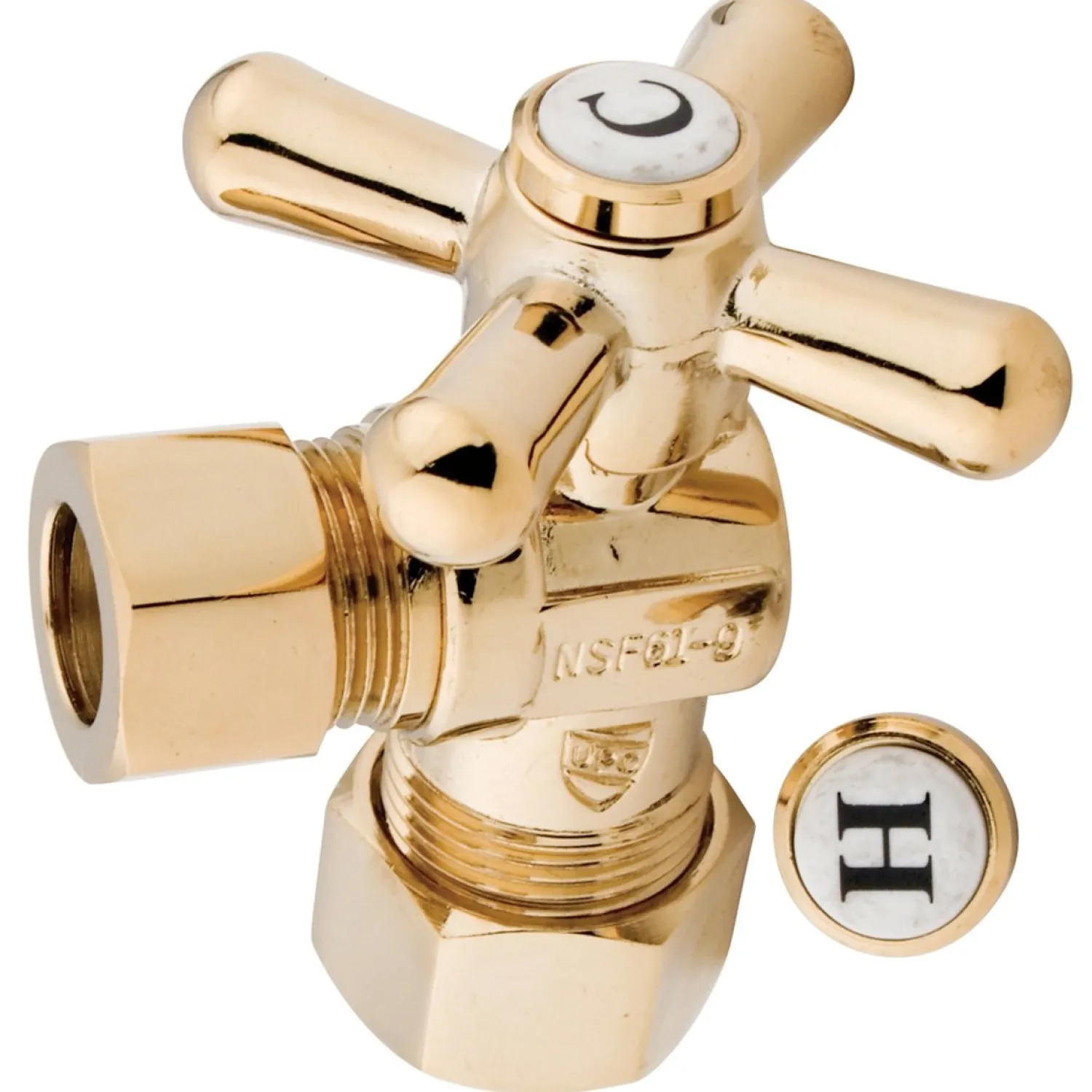 Discount Vintage Angle Stop with 5/8" OD Compression x 1/2" OD Compression Toilet Parts