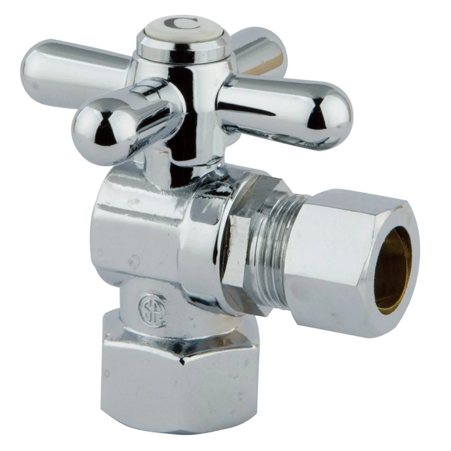 Sale Vintage Angle Stop with 1/2" IPS x 1/2" OD Compression Toilet Parts