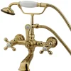 Best Vintage 7" Brass Wall Mount Clawfoot Tub Filler Faucet with Hand Shower Tub Faucets